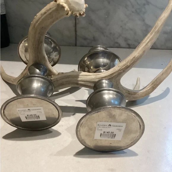 Pewter Antler Candle Holders - Picture 3 of 8